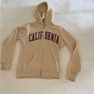 Reflex Cream Hoodie with Maroon Print